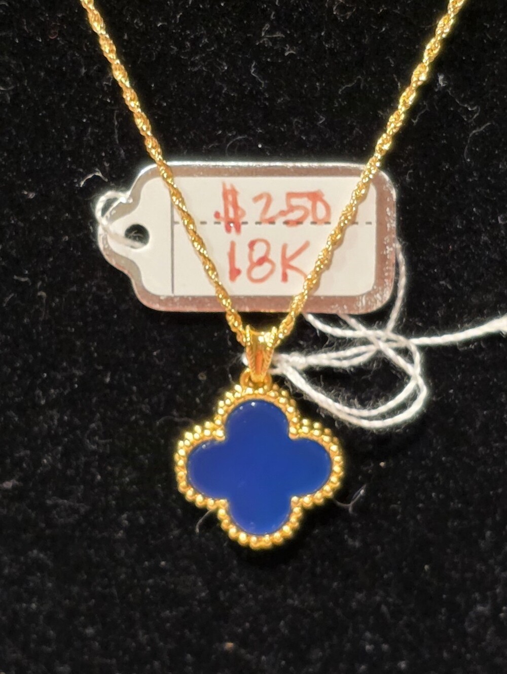 💠✨️18K Real Gold Blue Clover Pendant✨️💠